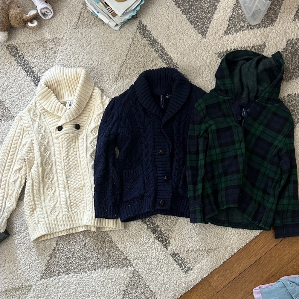 Cozy Kids Cable Knit and Plaid Hoodie Set Janie and Jack - 2T